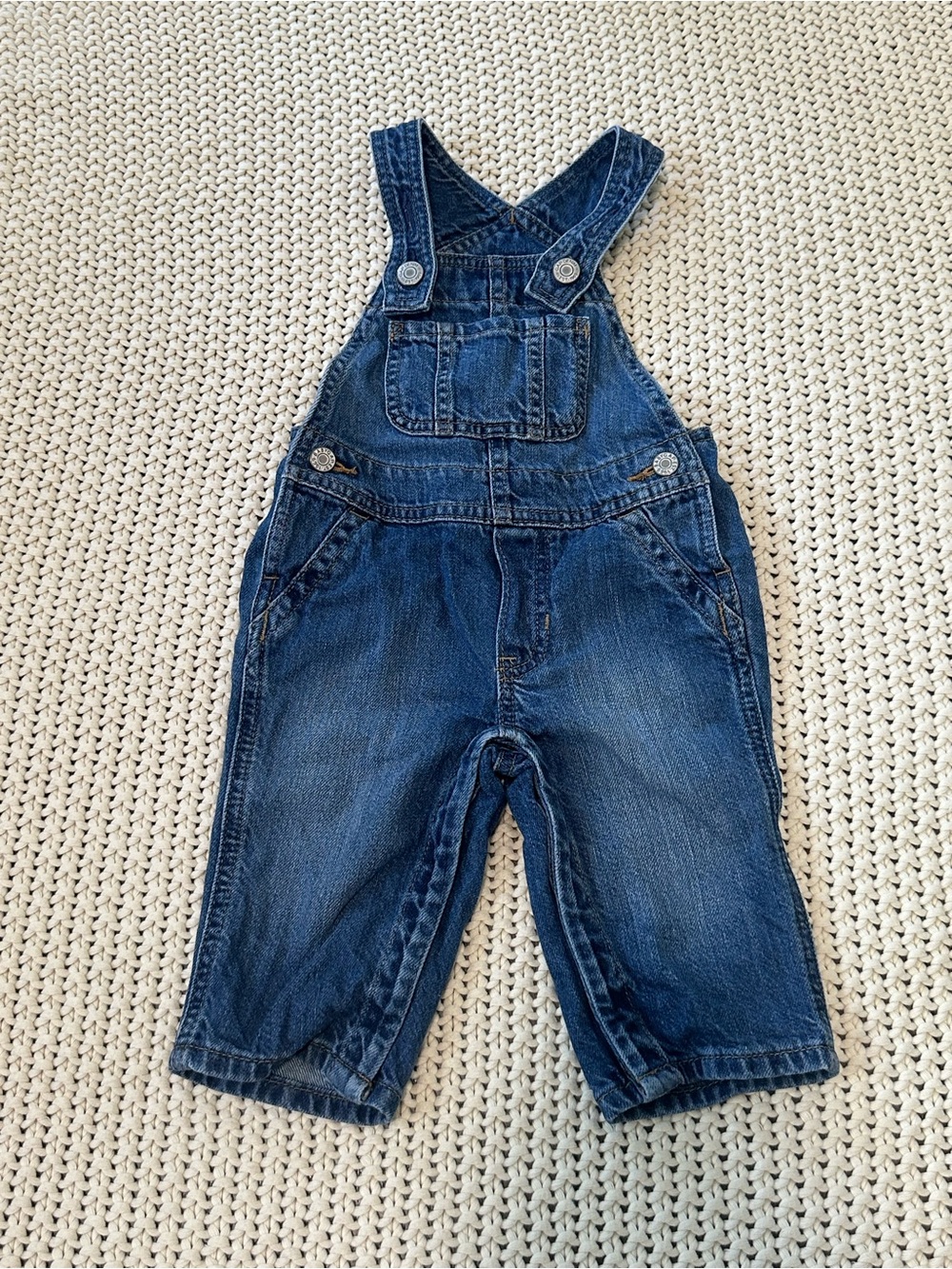Gap 6-12 Months Classic Blue‎ Denim Kids Overalls Summer 100% Cotton